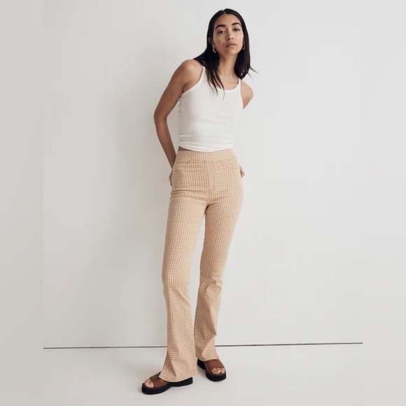 Madewell Pull-On Skinny Flare Jeans in Mini Check - Picture 1 of 5